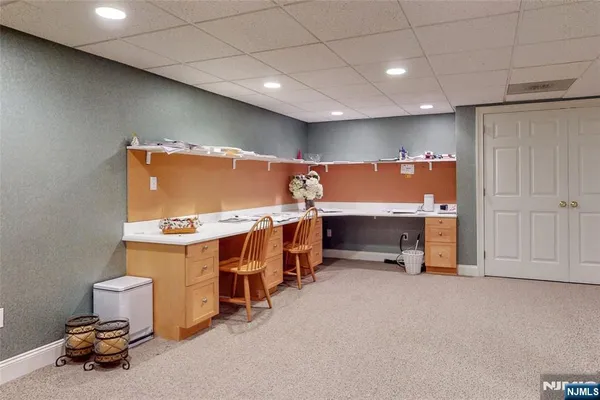 a view of a room with shelves