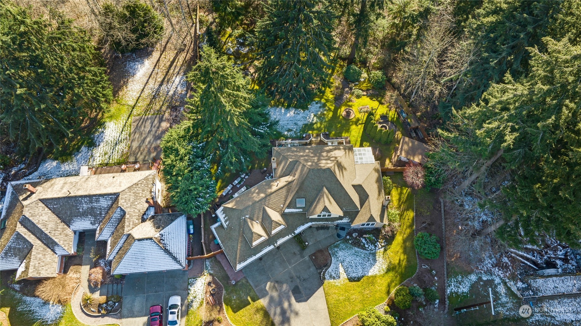 2914 184th Place Southeast Bothell, WA 98012 - Photo 37 of 40 an aerial view of a house with swimming pool and large trees