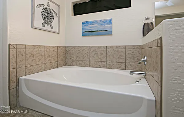 a bathroom with a bathtub