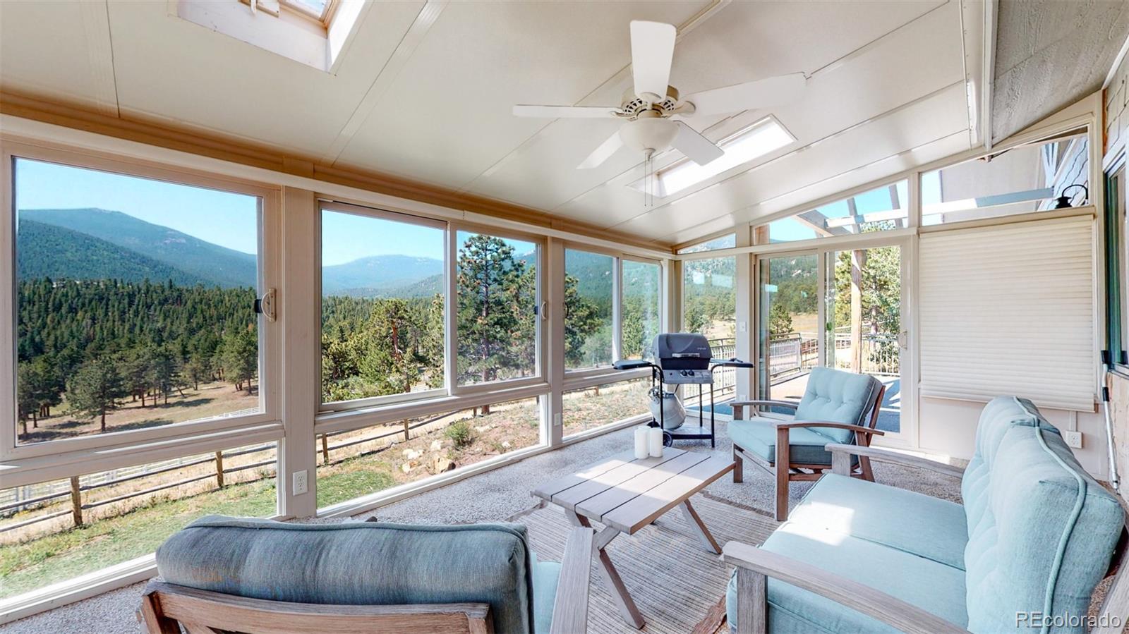 153 Ski Road East Allenspark, CO 80510 - Photo 17 of 40 a living room with furniture and a large window