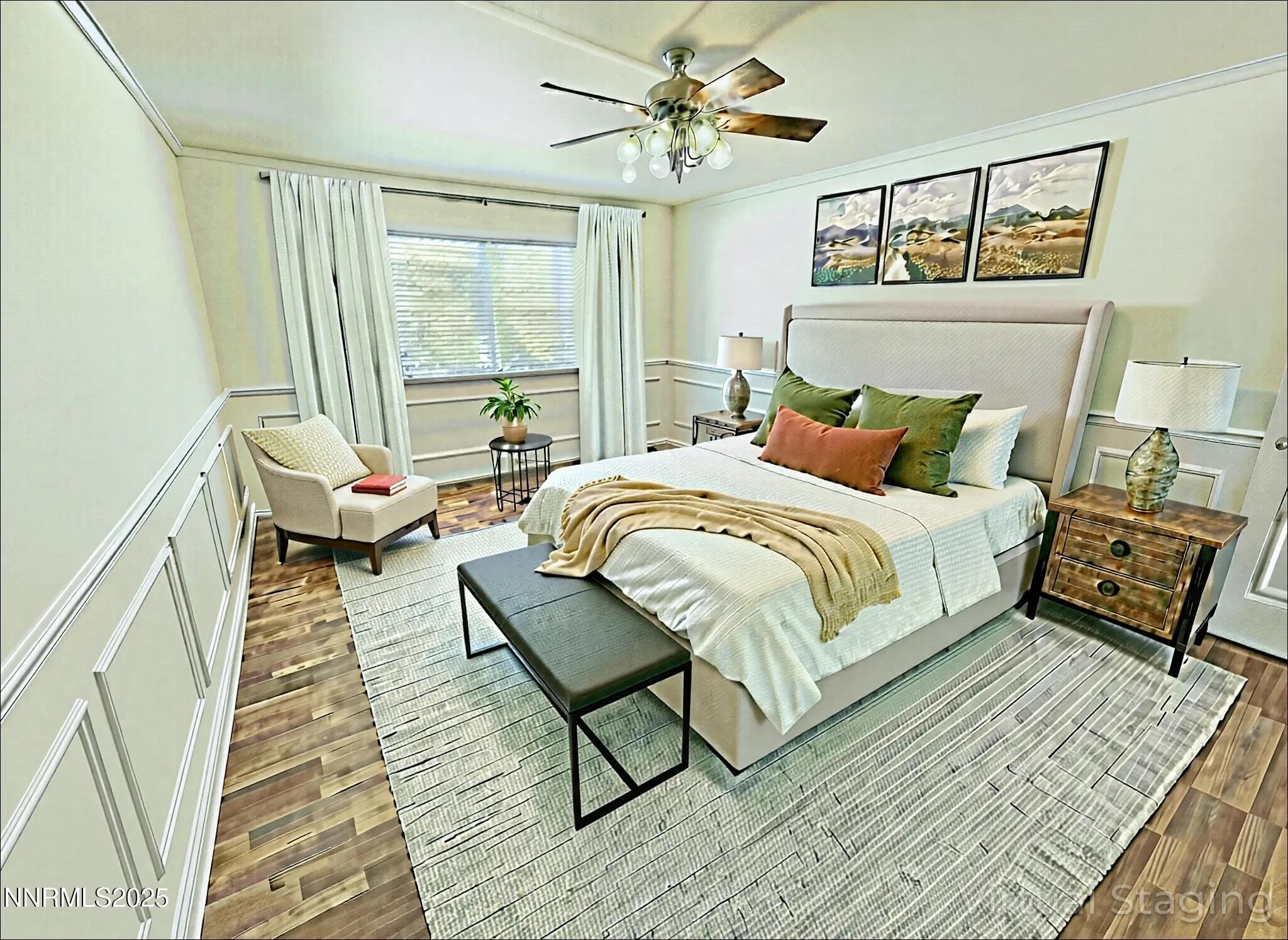 696 Sunrise Terrace Fallon, NV 89406 - Photo 29 of 65 a bedroom with a bed and wooden floor