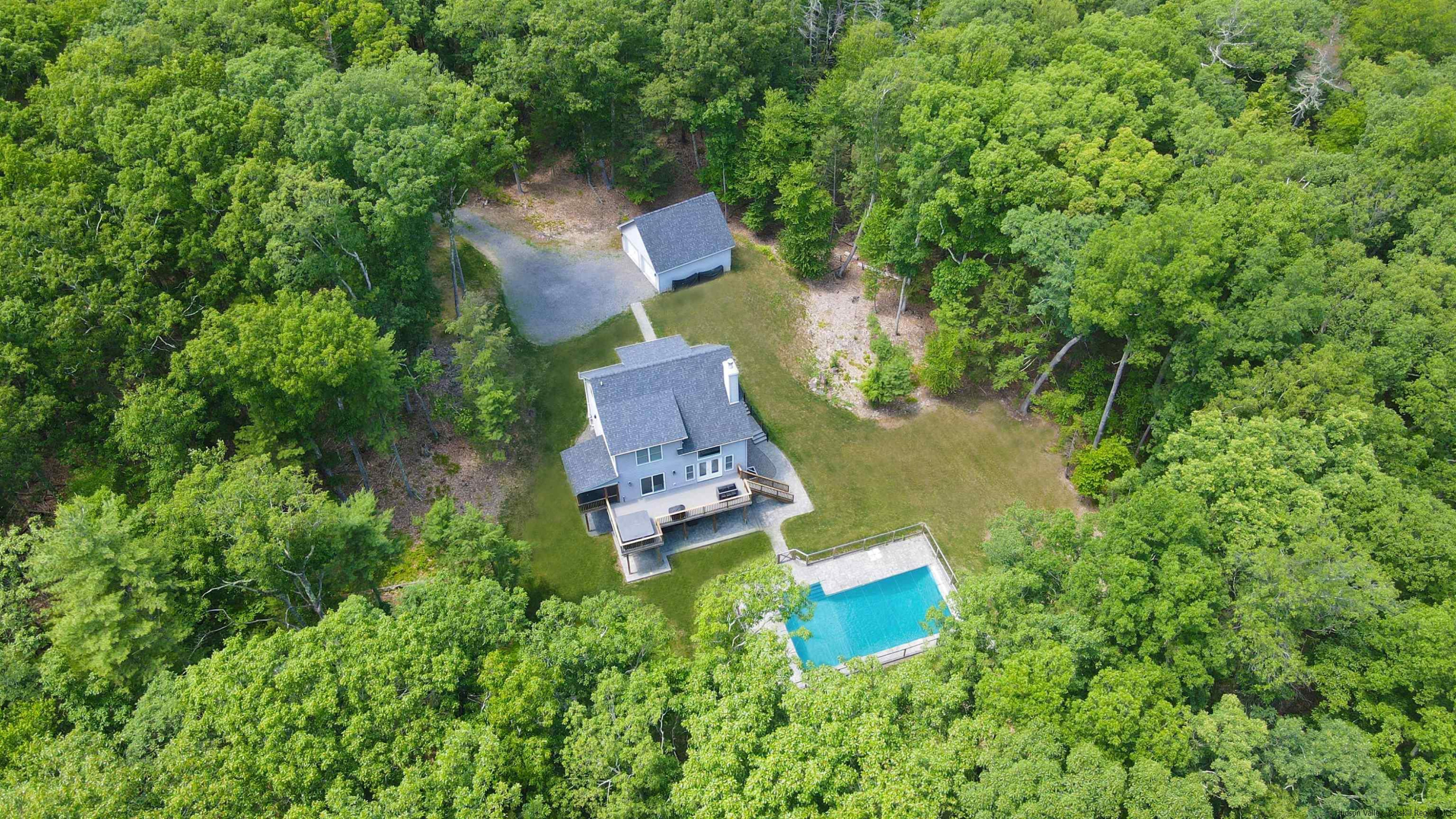 9 Magnolia Kingston, NY 12401 - Photo 33 of 33 an aerial view of a house with swimming pool outdoor seating and yard