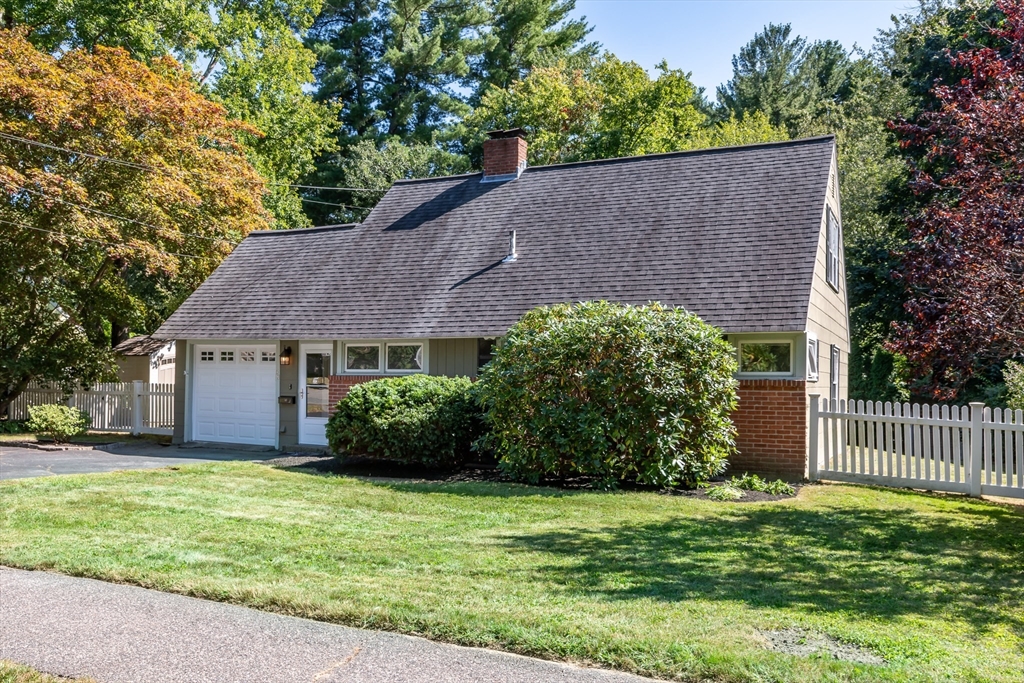 a view of a house with a yard and plants