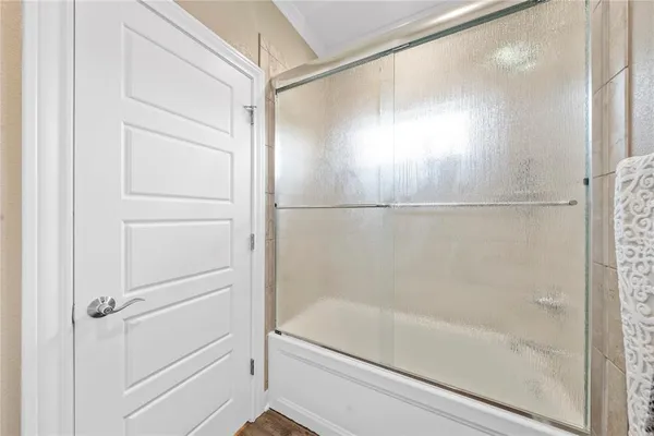 a bathroom with a bathtub