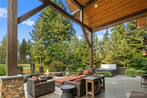 a outdoor living space with furniture and garden