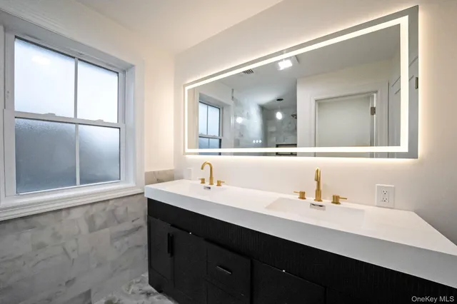 a bathroom with a bathtub