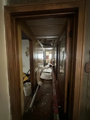 a bathroom with a mirror