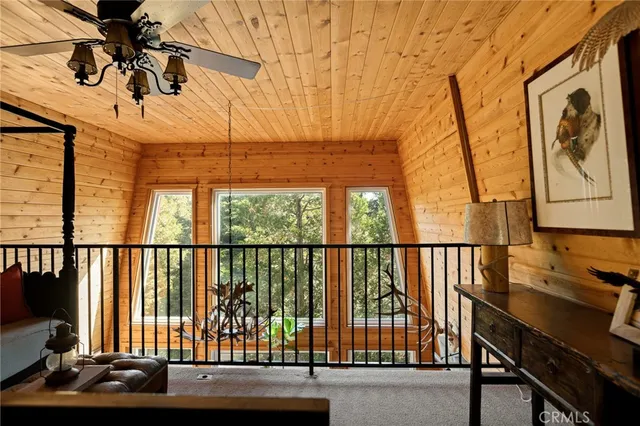 a view of a balcony with an outdoor space