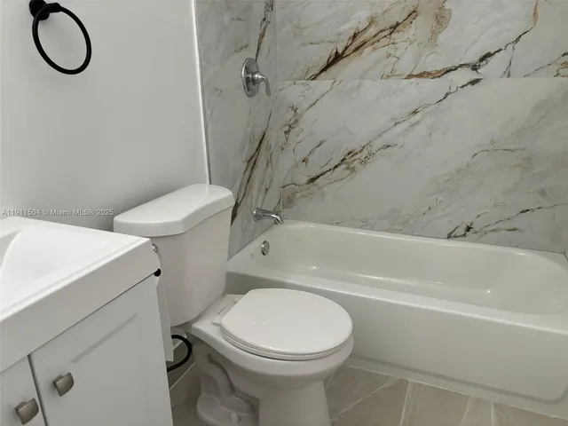 a bathroom with a bathtub
