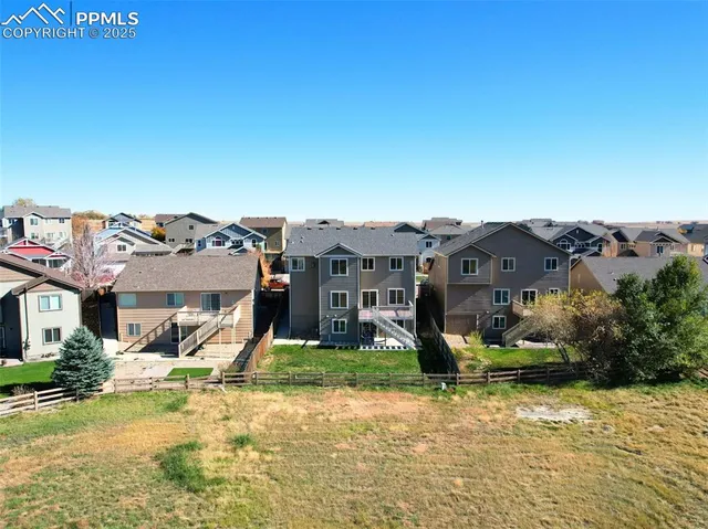 an aerial view of a house