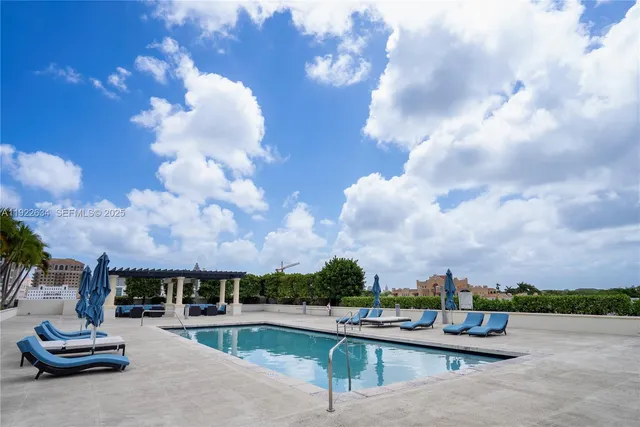 a view of a terrace with sitting area