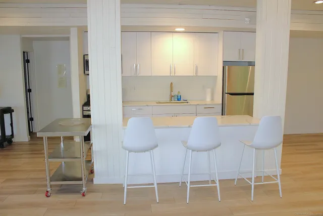 a view of a bathroom with a shower