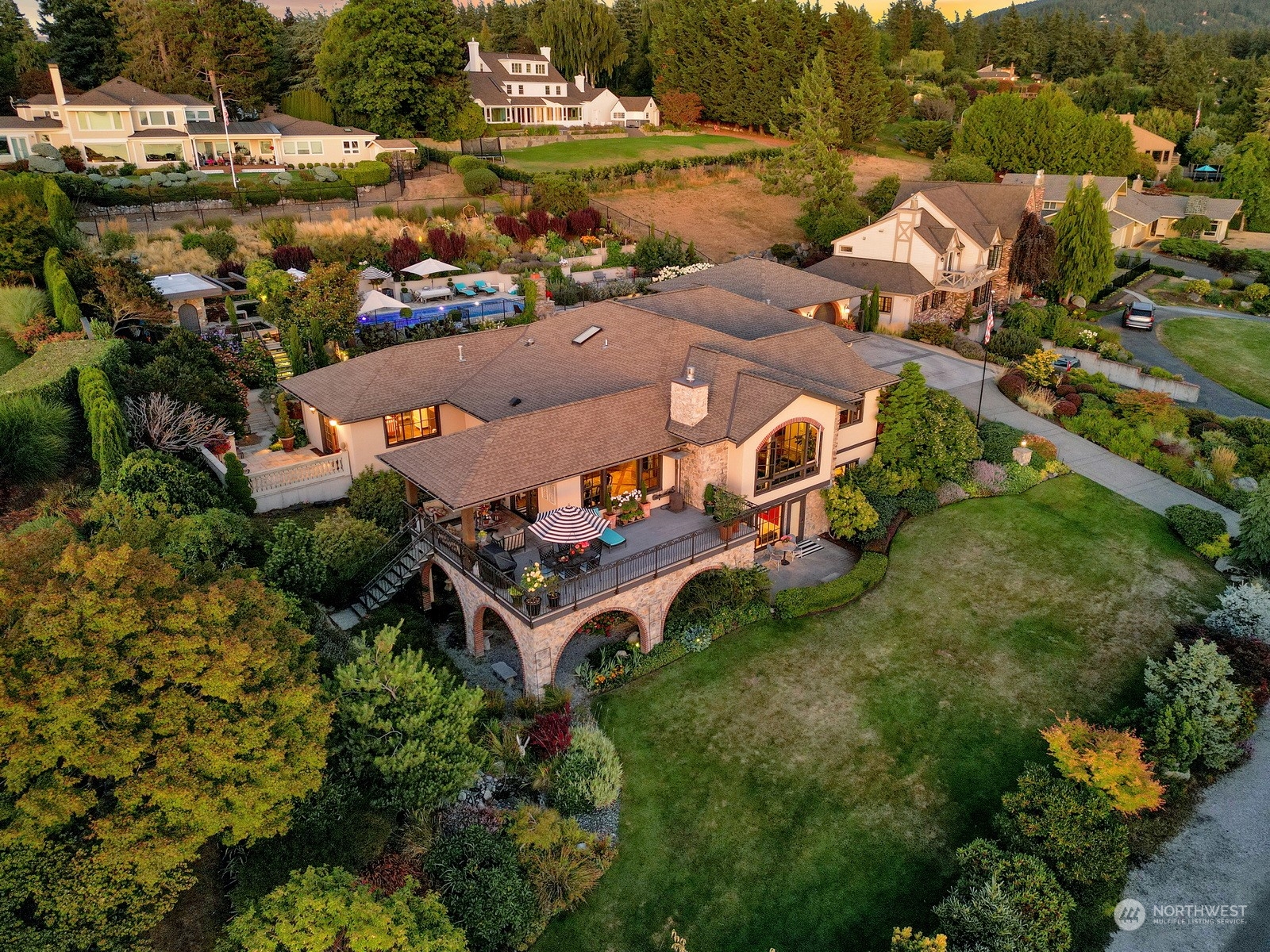 329 Bayside Road Bellingham, WA 98225 - Photo 40 of 40 an aerial view of a house with a garden and lake view