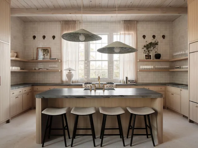 a kitchen with a table and chairs in it