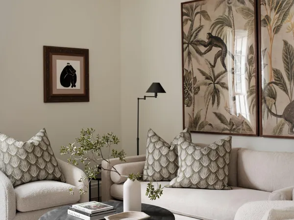 a living room with furniture and a couch