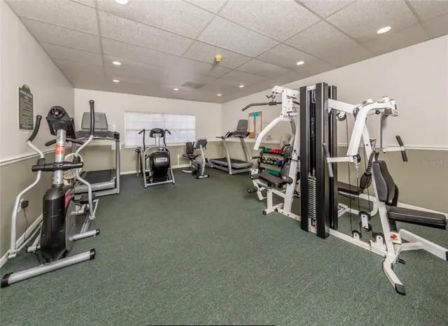a view of a room with gym equipment