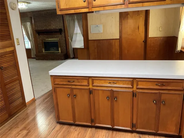 a close view of a fireplace