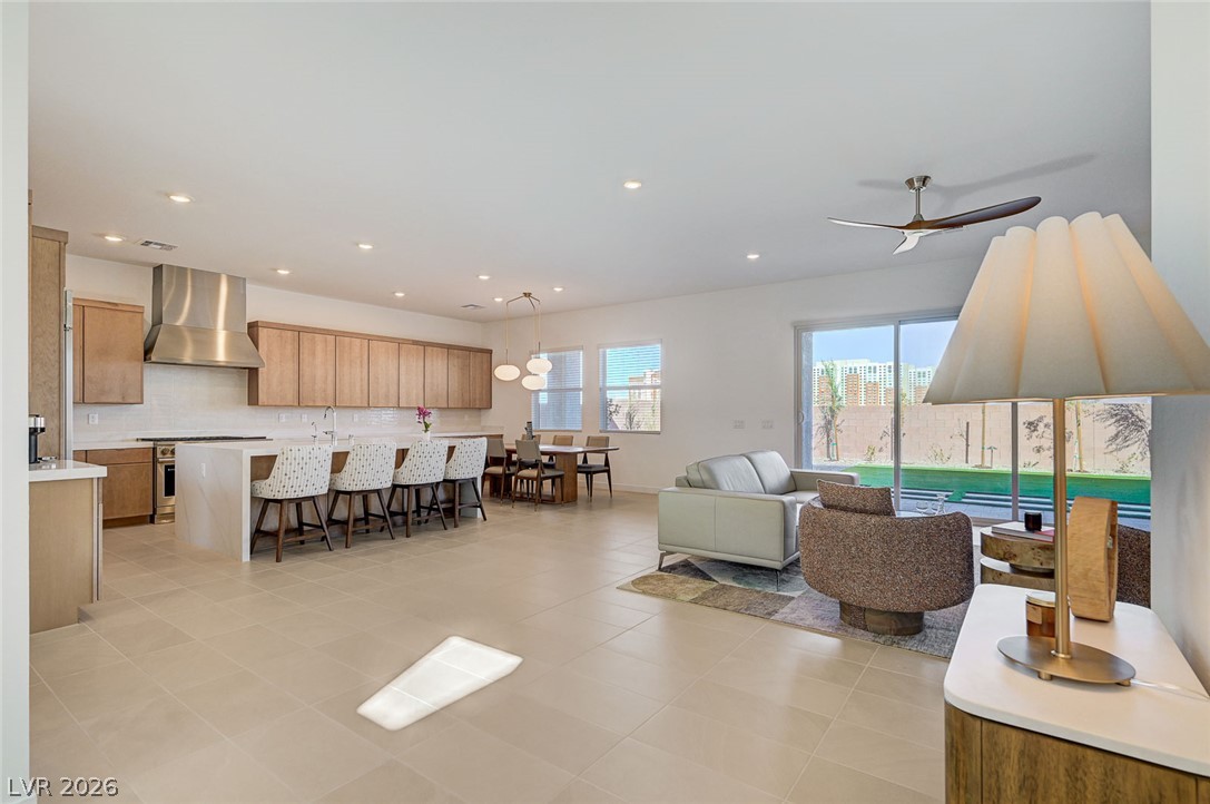 10022 Decano Ridge Street Las Vegas, NV 89141 - Photo 1 of 58 Welcome to 10022 Decano Ridge - a brand new, large luxury home with designer finishes. Offered for rent, fully furnished. Southwest Las Vegas Valley, super convenient. This picture is taken from near the front door.