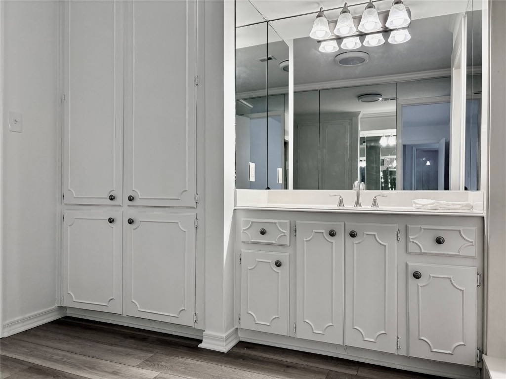 1111 Burning Tree Road Kingwood, TX 77339 - Photo 23 of 32 The primary bath features amazing storage, recent lighting and updated hardware.