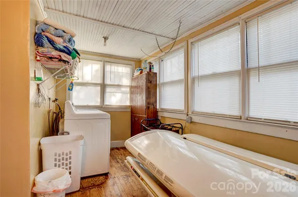 a outdoor space with lots of trees and plants