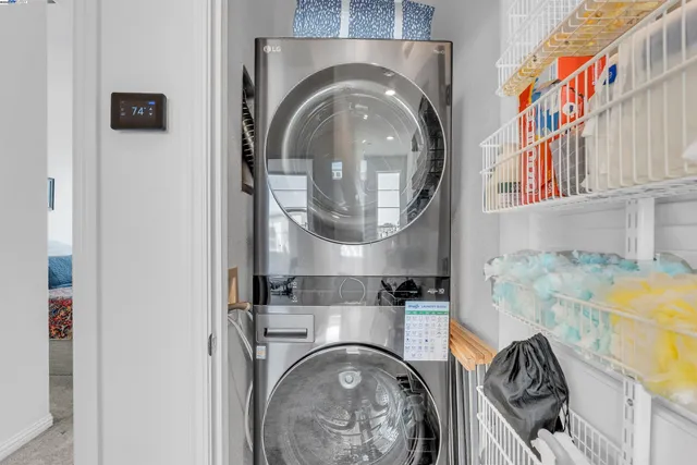 a close view of utility room and washer