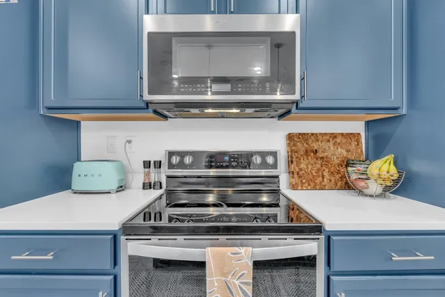 a stove top oven sitting inside of a kitchen