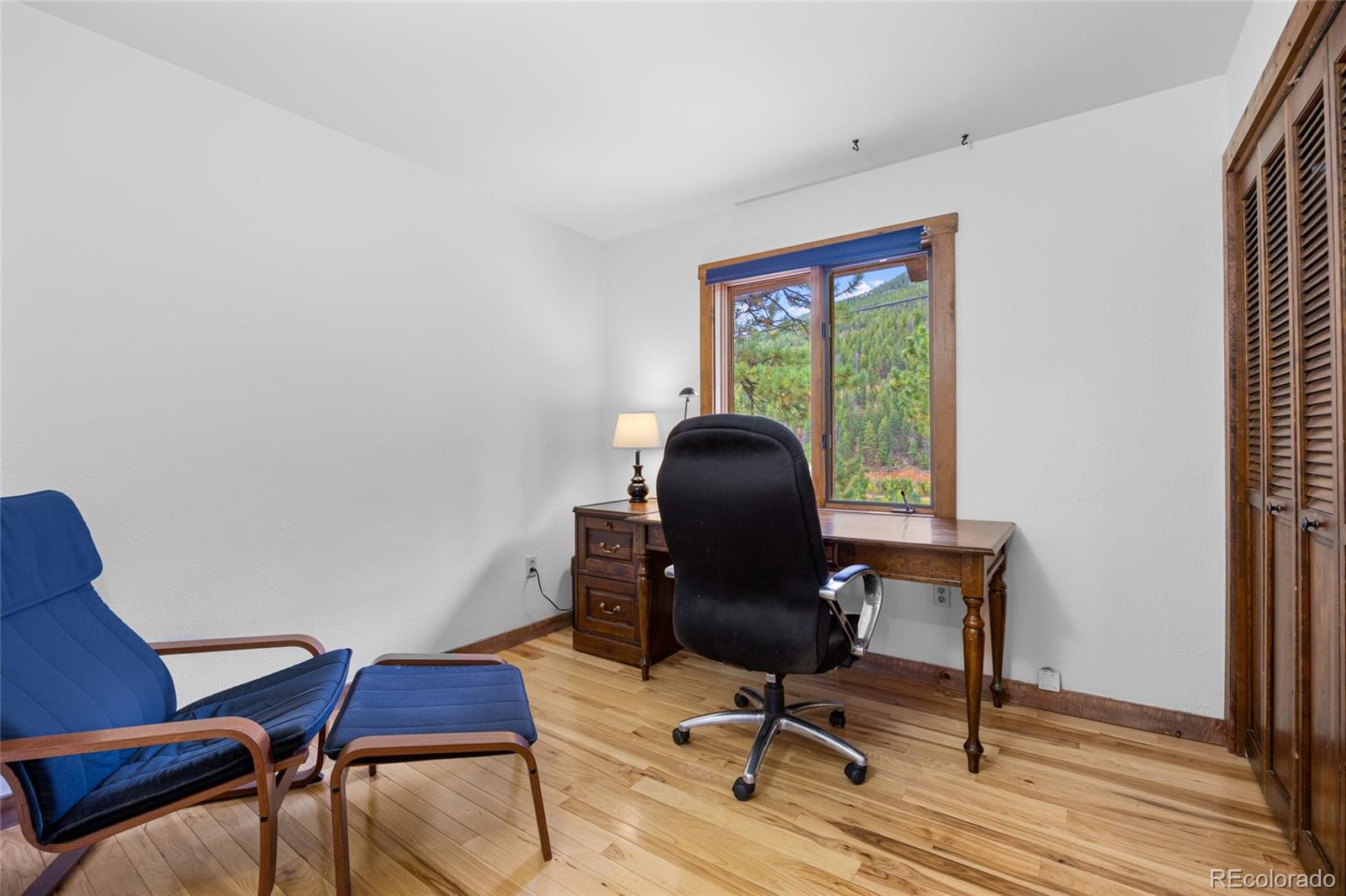 730 Clear Creek Road Evergreen, CO 80439 - Photo 28 of 44 a view of a workspace with furniture and a window