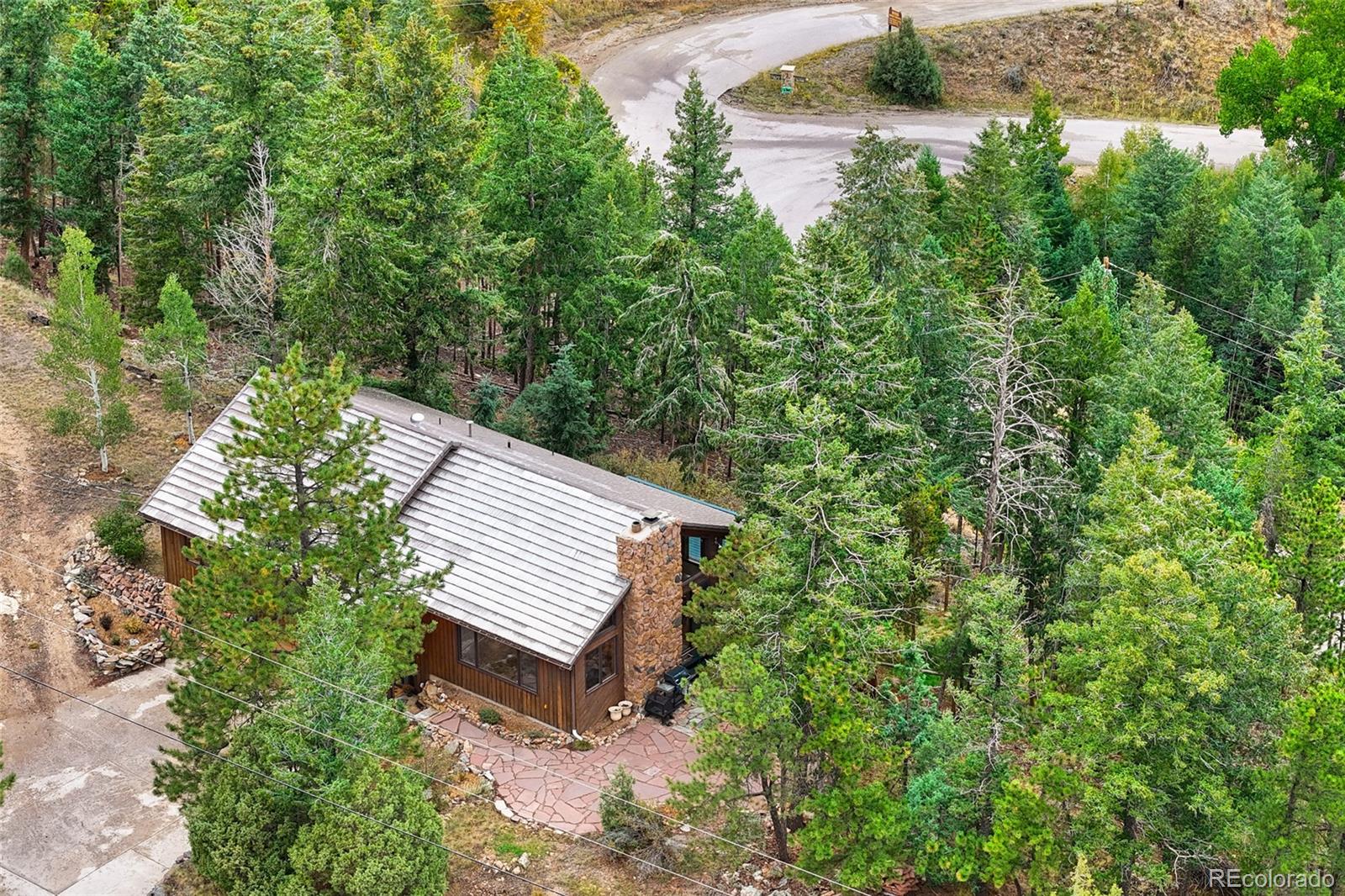730 Clear Creek Road Evergreen, CO 80439 - Photo 42 of 44 a view of a back yard from a bench