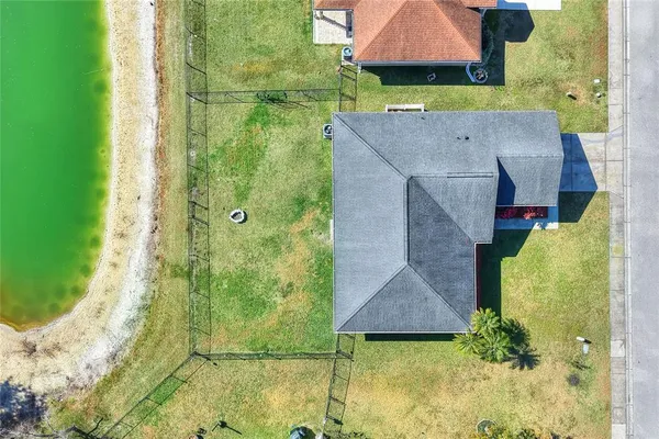 an aerial view of a house