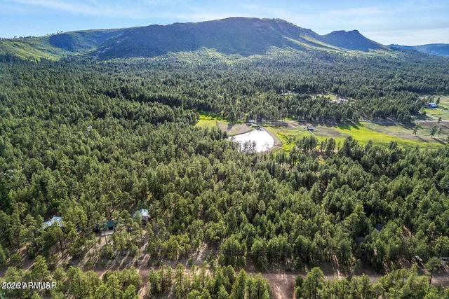 a view of a house with a mountain in the background