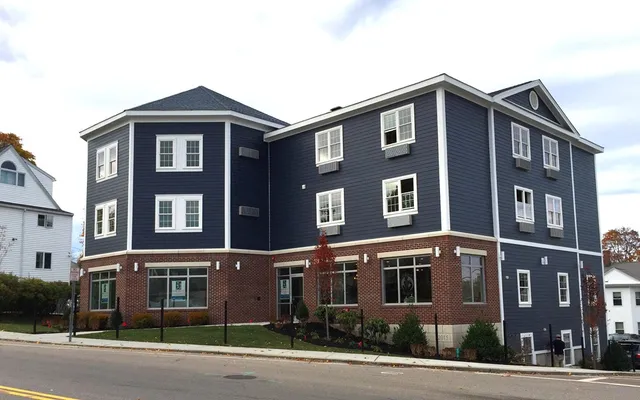 a front view of a building