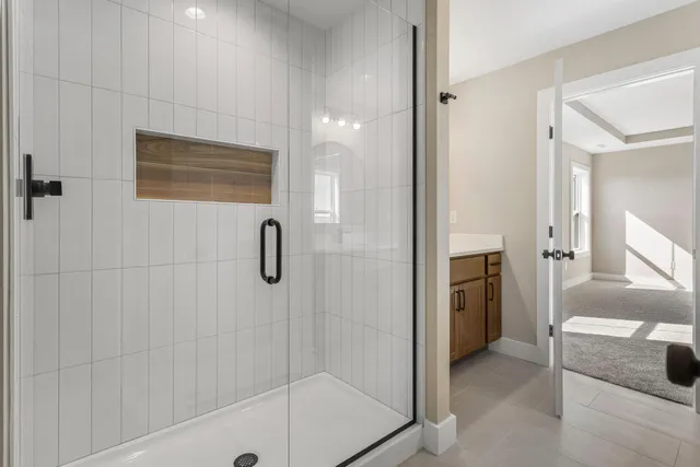 a bathroom with a shower
