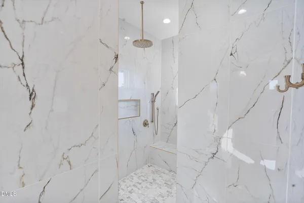 a bathroom with a bathtub