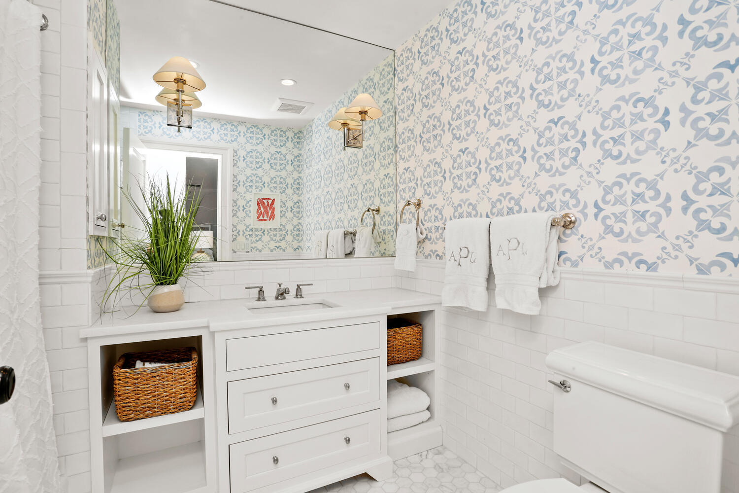43 Contentment Island Road Darien, CT 06820 - Photo 33 of 59 a bathroom with a sink vanity granite toilet and a mirror