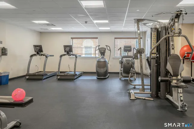 a view of a room with gym equipment