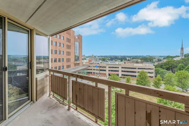 a view of balcony with city view