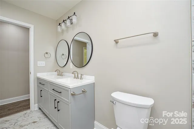 a bathroom with a toilet a sink and a mirror