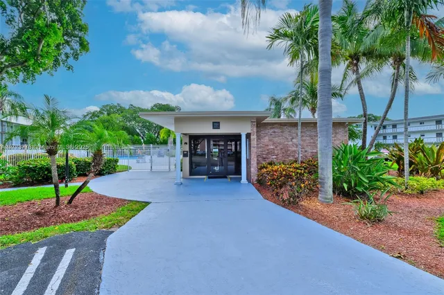 an outdoor space with seating