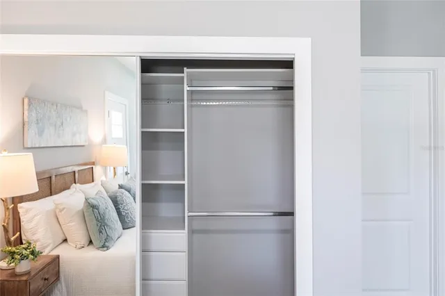 an aerial view of a house with a garden