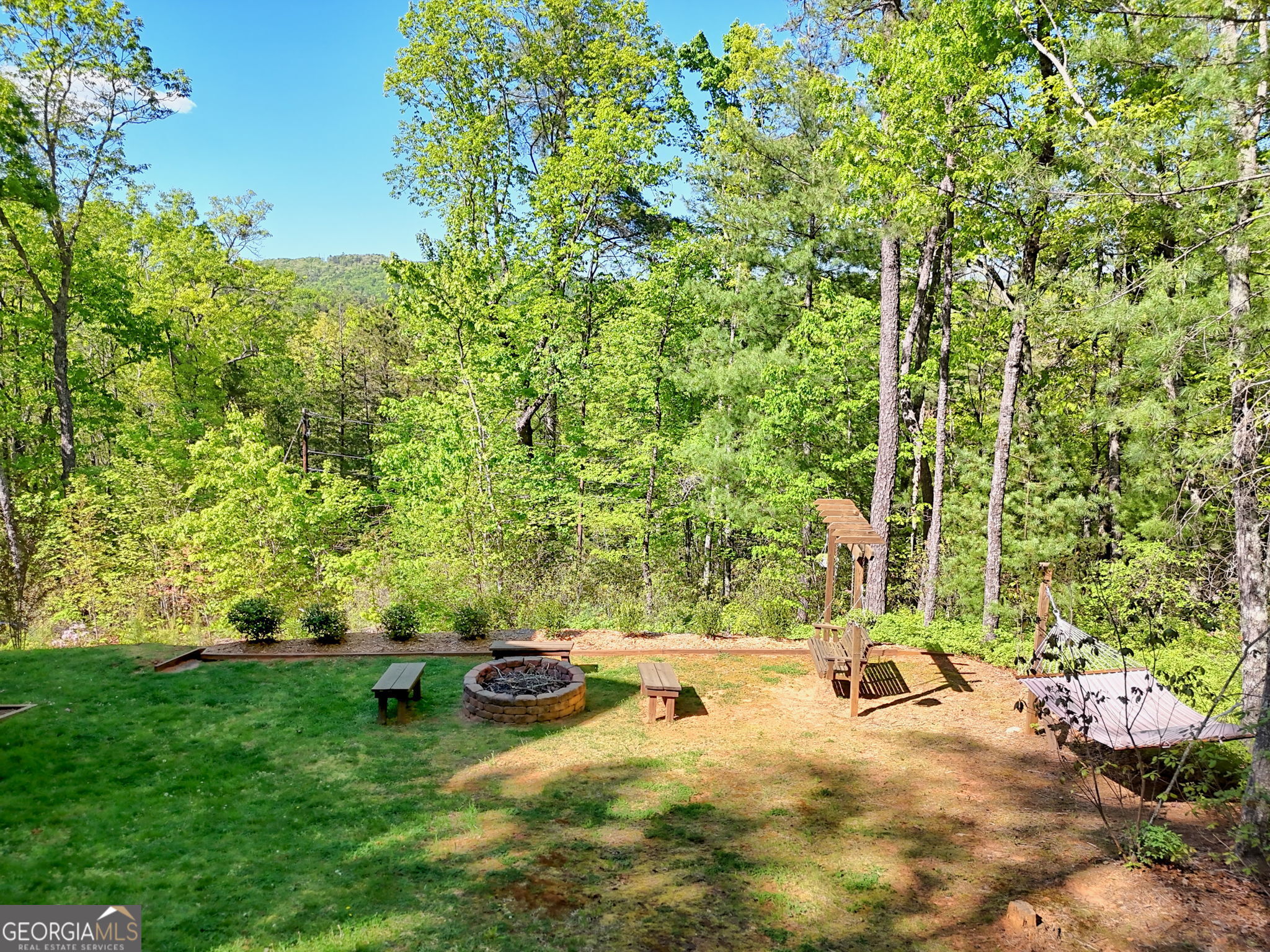 421 Hickory Nut Mountain Road Tallulah Falls, GA 30573 - Photo 108 of 117 a view of a swimming pool with lawn chairs and plants