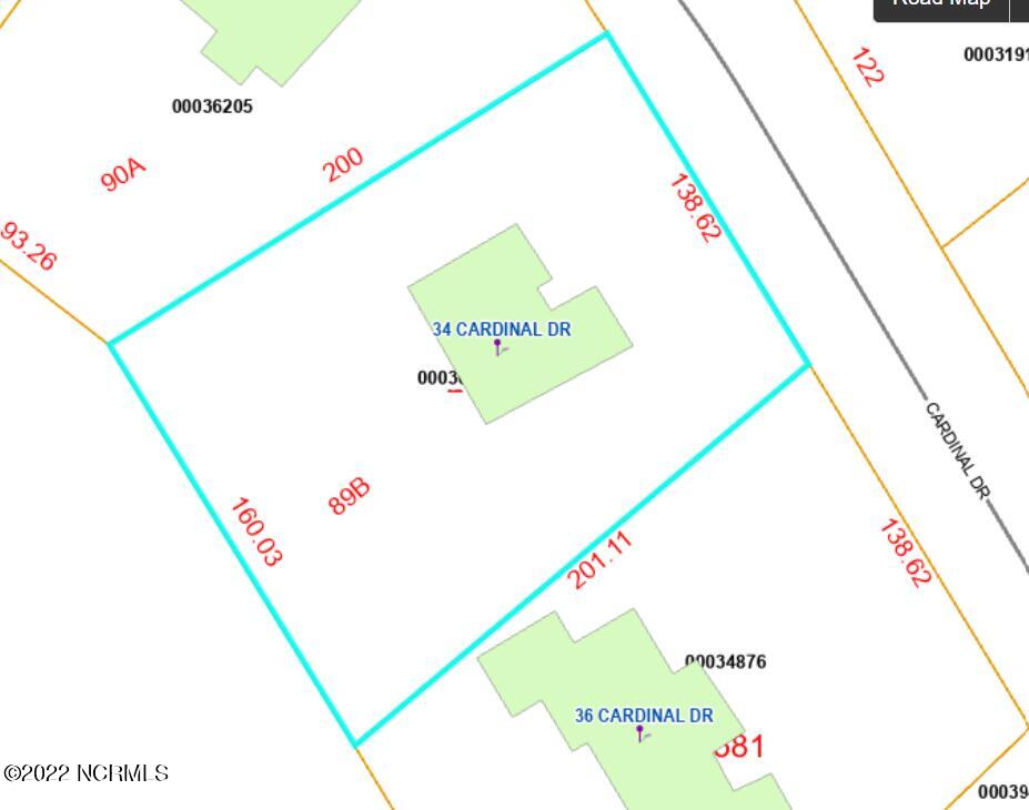 34 Cardinal Drive Whispering Pines, NC 28327 - Photo 70 of 73 34 Cardinal Drive GIS Screenshot