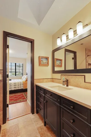 a bedroom with a bed and a closet