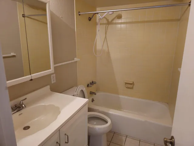 a bathroom with a sink a toilet and a bathtub