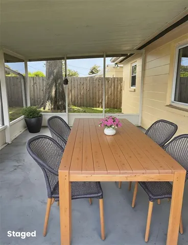 a outdoor space with sitting area