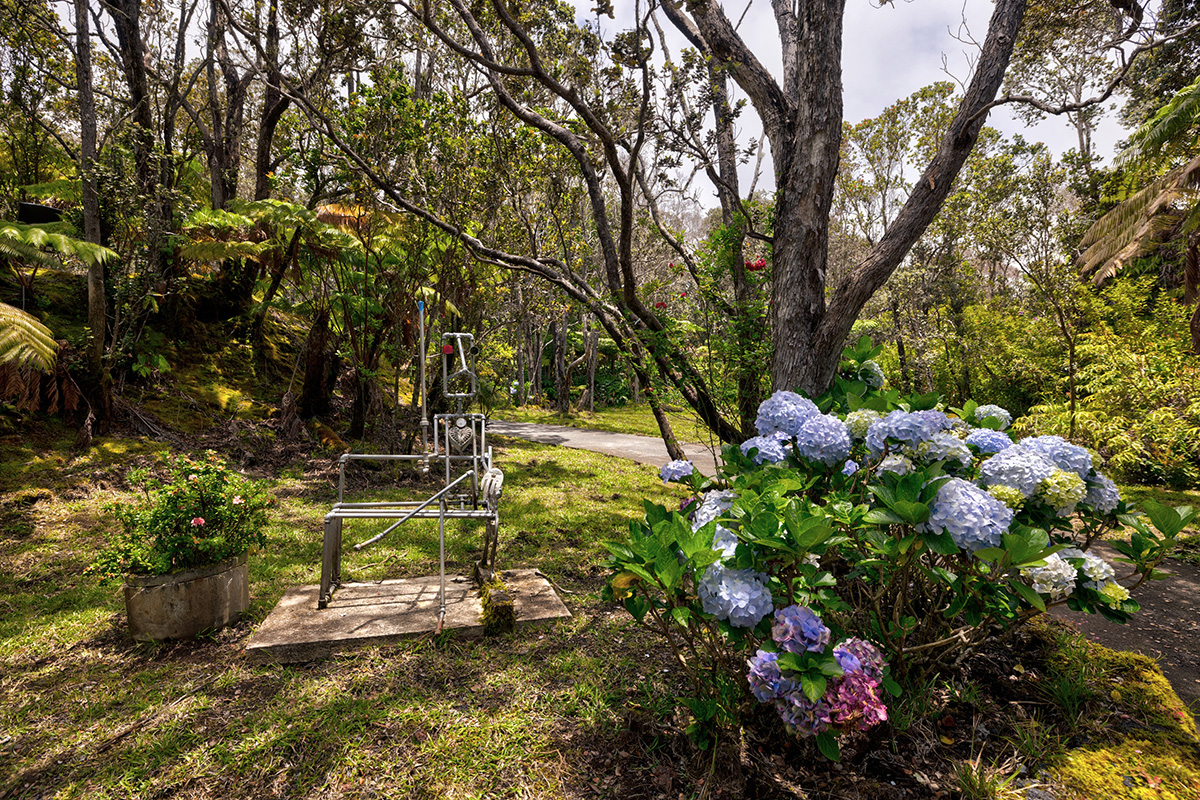 19-4221 Haunani Road Volcano, HI 96785 - Photo 21 of 30 a backyard of a house with lots of green space and fountain