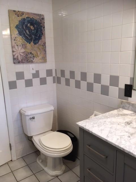 549 Blue Ridge Drive Blue Ridge, VA 24064 - Photo 11 of 22 a bathroom with a granite countertop toilet a sink and a shower