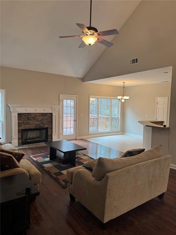 7025 Fletcher Drive Winston, GA 30187 - Photo 32 of 63 a living room with furniture kitchen and a fireplace