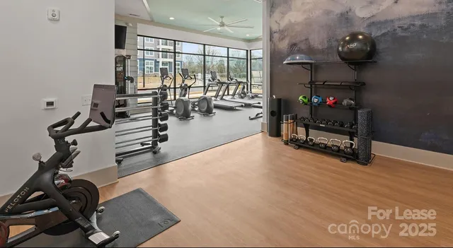 a view of a room with gym equipment