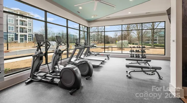 a view of a room with gym equipment