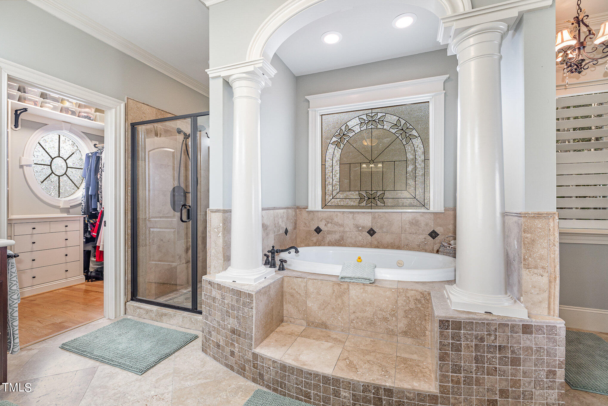 96 Barringer Drive Garner, NC 27529 - Photo 18 of 35 a bathroom with a granite countertop tub shower and sink